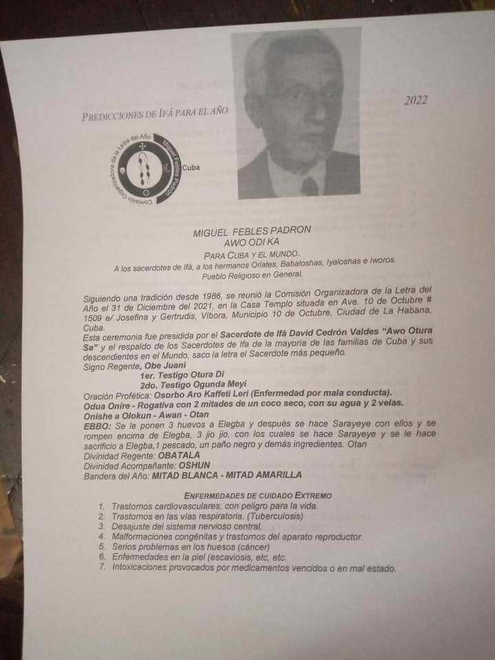 Letra del Año de la Comisión Independiente “Miguel Febles Padrón". Foto tomada del perfil en Facebook de la Comisión